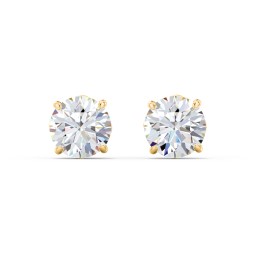 1 Carat Solitaire Stud Earrings in 10K Solid Yellow Gold with Diamond