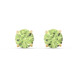 1 Carat Solitaire Stud Earrings in 10K Solid Yellow Gold with Peridot