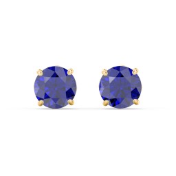 1 Carat Solitaire Stud Earrings in 10K Solid Yellow Gold with Blue Sapphire