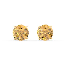 1 Carat Solitaire Stud Earrings in 10K Solid Yellow Gold with Citrine