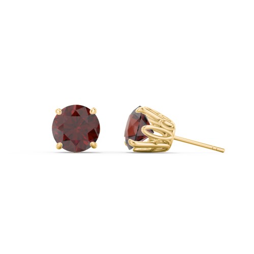 1 Carat Solitaire Stud Earrings – 10K Yellow Gold with Garnet
