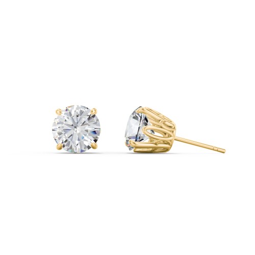 1 Carat Solitaire Stud Earrings – 10K Yellow Gold with Cubic Zirconia