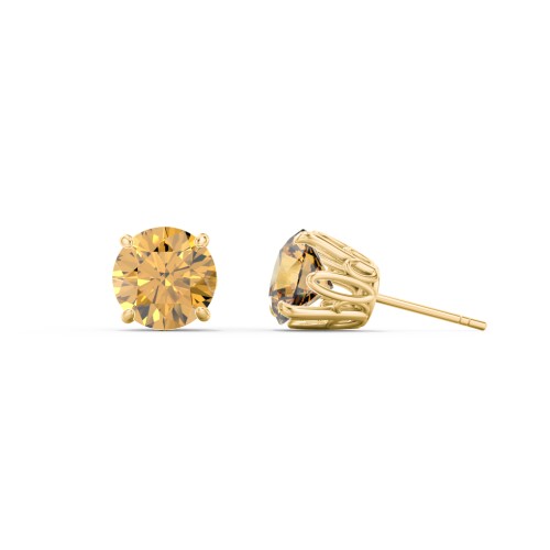 1 Carat Solitaire Stud Earrings – 10K Yellow Gold with Citrine
