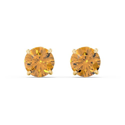 1 Carat Solitaire Stud Earrings – 10K Yellow Gold with Citrine
