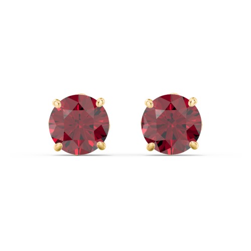 1 Carat Solitaire Stud Earrings – 10K Yellow Gold with Ruby