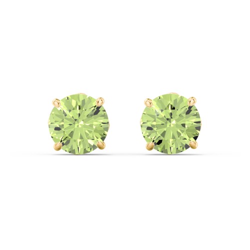 1 Carat Solitaire Stud Earrings – 10K Yellow Gold with Peridot