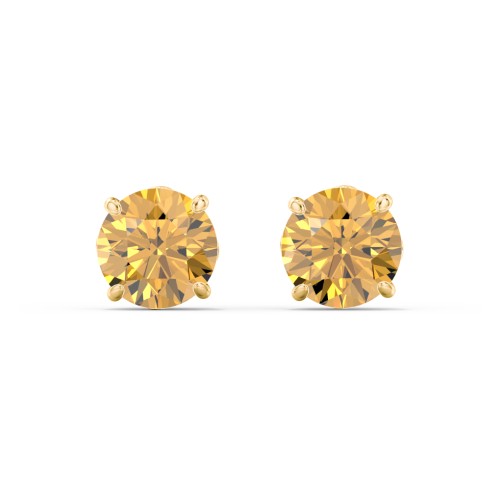 1 Carat Solitaire Stud Earrings – 10K Yellow Gold with Citrine