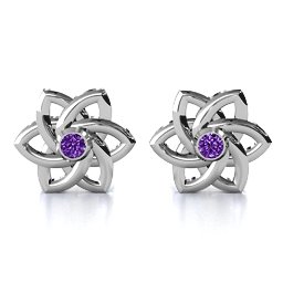 Celtic Star Earrings in 925 Sterling Silver with Amethyst