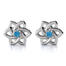 Celtic Star Earrings in 925 Sterling Silver with Blue Topaz