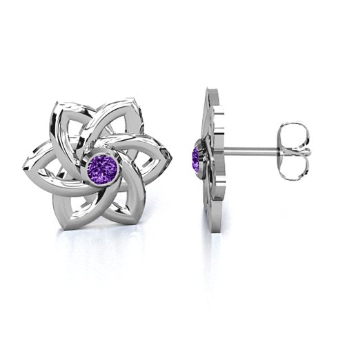 Celtic Star Earrings – Sterling Silver with Amethyst