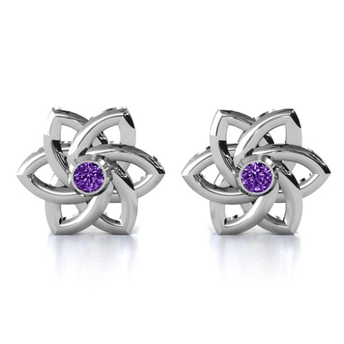 Celtic Star Earrings – Sterling Silver with Amethyst