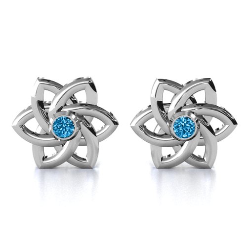 Celtic Star Earrings – Sterling Silver with Blue Topaz