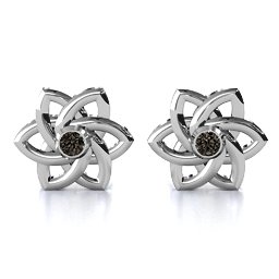 Celtic Star Earrings in 925 Sterling Silver with Smokey Quartz