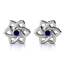 Celtic Star Earrings in 925 Sterling Silver with Blue Sapphire