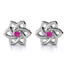 Celtic Star Earrings in 925 Sterling Silver with Pink Tourmaline