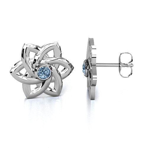 Celtic Star Earrings – Sterling Silver with Aquamarine