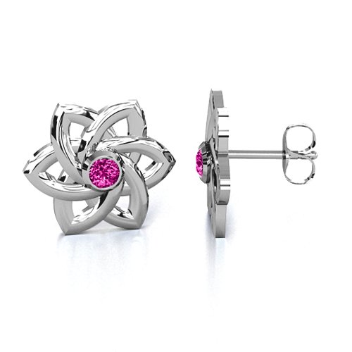 Celtic Star Earrings – Sterling Silver with Pink Tourmaline