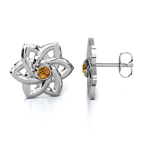 Celtic Star Earrings – Sterling Silver with Citrine