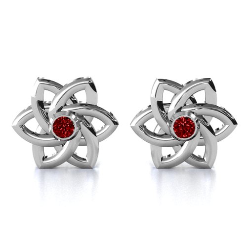 Celtic Star Earrings – Sterling Silver with Garnet