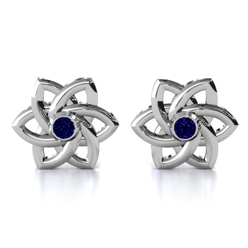 Celtic Star Earrings – Sterling Silver with Blue Sapphire