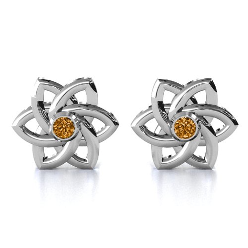 Celtic Star Earrings – Sterling Silver with Citrine