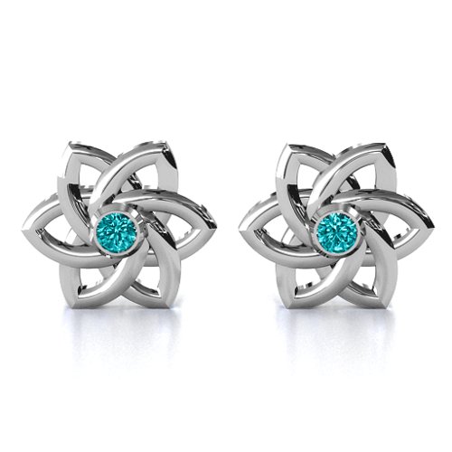 Celtic Star Earrings – Sterling Silver with Mint Premium Zirconia