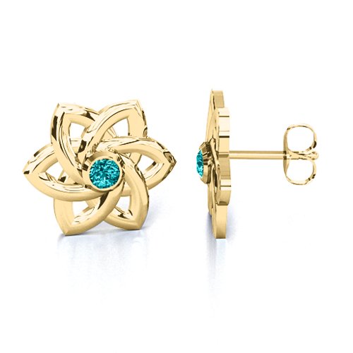 Celtic Star Earrings – 10K Yellow Gold with Mint Premium Zirconia