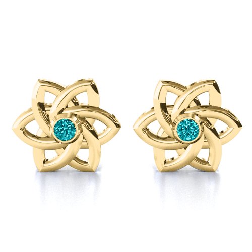 Celtic Star Earrings – 10K Yellow Gold with Mint Premium Zirconia