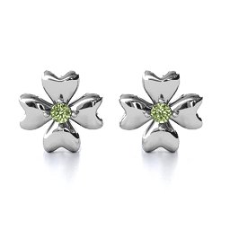 Four Heart Clover Earrings in 925 Sterling Silver with Peridot
