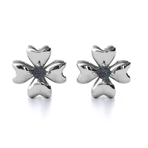Four Heart Clover Earrings – Sterling Silver with Alexandrite