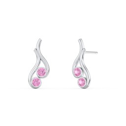 Multi Stone Raindrop Earrings in 925 Sterling Silver with Pink Sapphire and Blue Topaz
