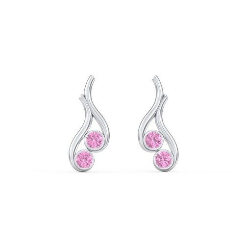 Multi Stone Raindrop Earrings – Sterling Silver with Pink Sapphire