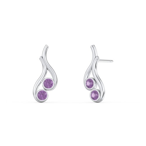 Multi Stone Raindrop Earrings – Sterling Silver with Amethyst