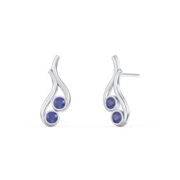 Multi Stone Raindrop Earrings in 925 Sterling Silver with Blue Sapphire and Blue Topaz