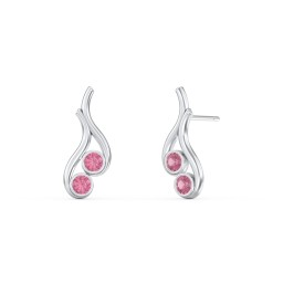Multi Stone Raindrop Earrings in 925 Sterling Silver with Pink Tourmaline and Blue Topaz