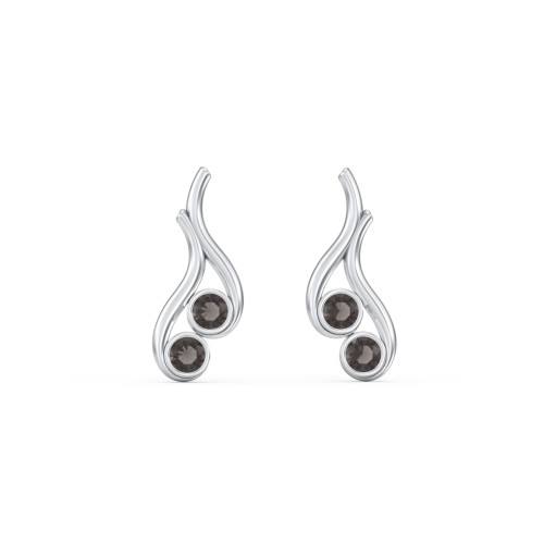 Multi Stone Raindrop Earrings – Sterling Silver with Smokey Quartz
