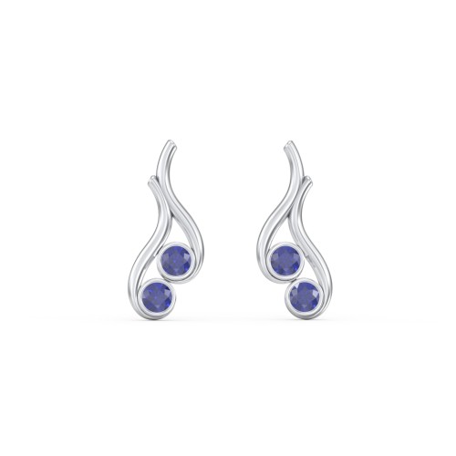 Multi Stone Raindrop Earrings – Sterling Silver with Blue Sapphire