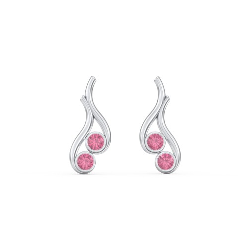 Multi Stone Raindrop Earrings – Sterling Silver with Pink Tourmaline