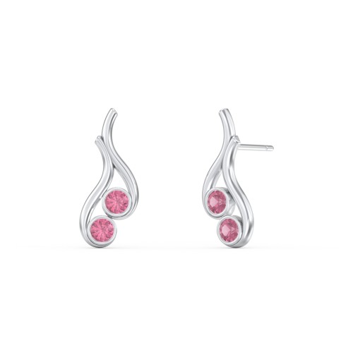Multi Stone Raindrop Earrings – Sterling Silver with Pink Tourmaline