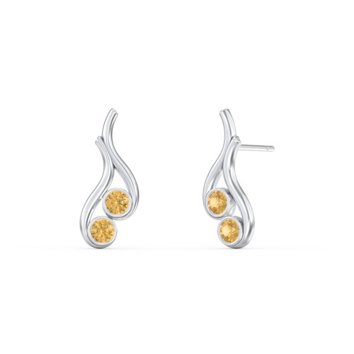 Multi Stone Raindrop Earrings – Sterling Silver with Citrine