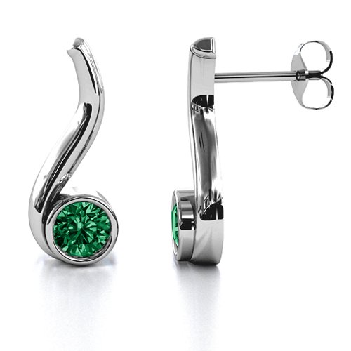 Swirl Drop Earrings – Sterling Silver with Emerald
