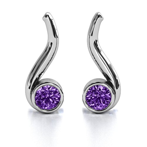 Swirl Drop Earrings – Sterling Silver with Amethyst