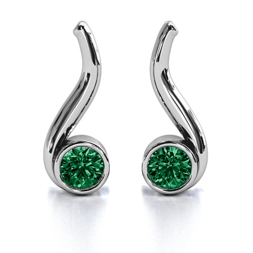 Swirl Drop Earrings – Sterling Silver with Emerald