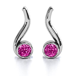Swirl Drop Earrings in 925 Sterling Silver with Pink Tourmaline