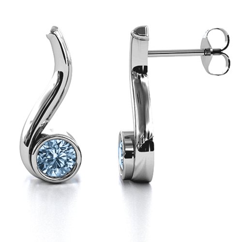Swirl Drop Earrings – Sterling Silver with Aquamarine