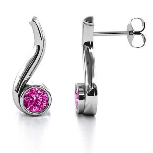 Swirl Drop Earrings – Sterling Silver with Pink Tourmaline