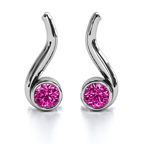 Swirl Drop Earrings – Sterling Silver with Pink Tourmaline