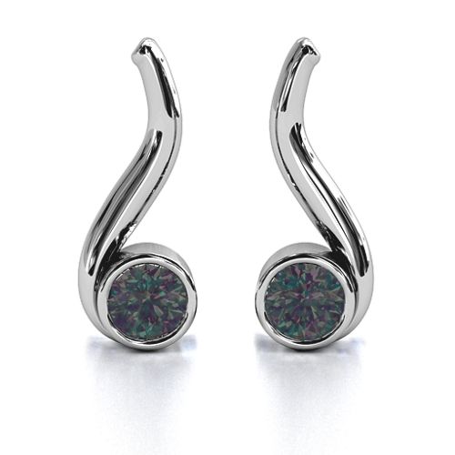 Swirl Drop Earrings – Sterling Silver with Alexandrite