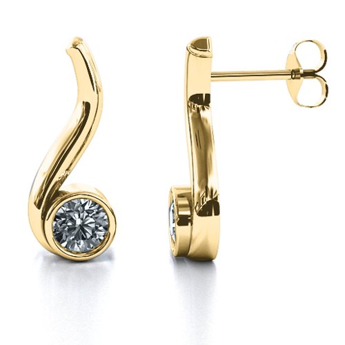 Swirl Drop Earrings – 10K Yellow Gold with Cubic Zirconia