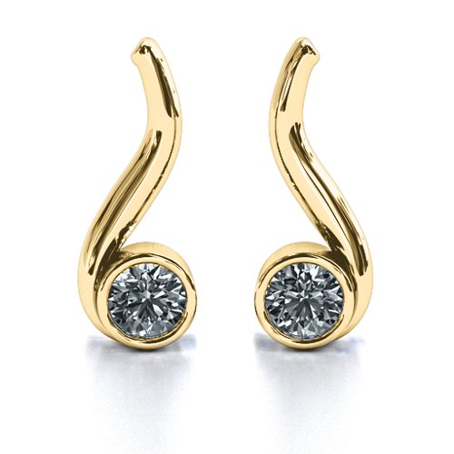 Swirl Drop Earrings – 10K Yellow Gold with Cubic Zirconia